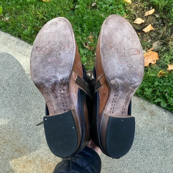 Freebird Ravi Mid-Calf Distressed Brown Leather Two Tone Leather Moto Boots 10 - Picture 16 of 17